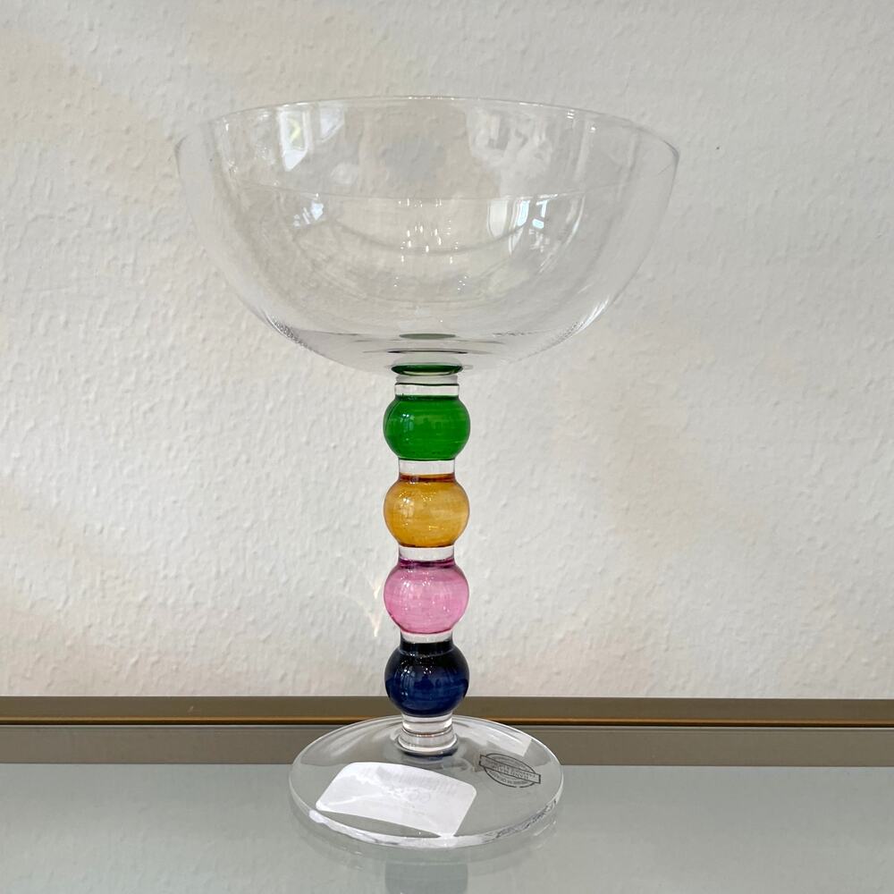 Multicolor Bubble Stemmed Glass Holiday Cocktail Champagne Glassware New